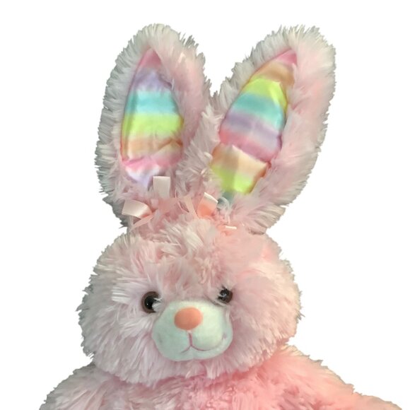 Build-A-Bear Workshop Pawsome Pink Bunny Stuffed Animal Plush Toy Rainbow Ears F - Picture 4 of 7
